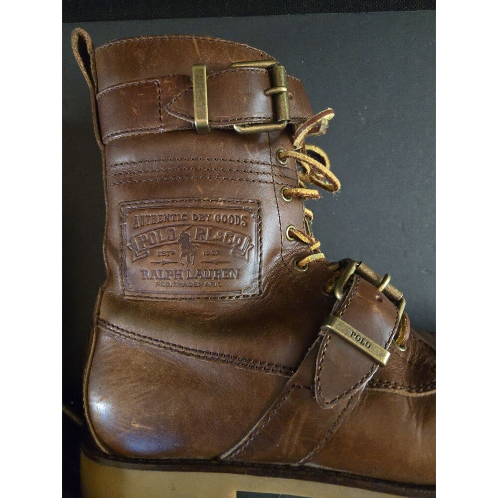 Polo Ralph Lauren Radbourne Brown  Leather Boots Men Range 14567 H17 Size 8.5D - Picture 2 of 16